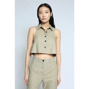 The Range NWOT Women's Arid Twill Cropped Sleeveless Shirt Tan Size XS